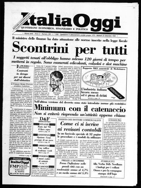 Italia oggi : quotidiano di economia finanza e politica